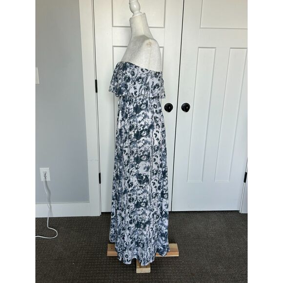 Navy and White JAPNA Brand Strapless Maxi Dress Size, XS Tie-dye Look - Picture 3 of 7